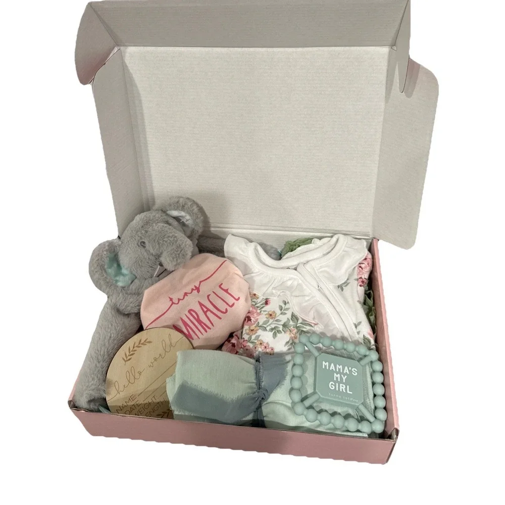 Baby‎ Girl Elephant Gift Basket, Baby Shower Infant Essentials For Newborn Girl